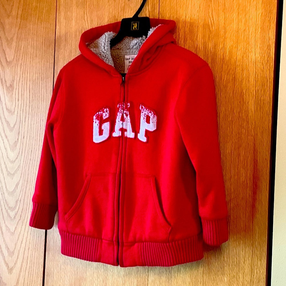 Gap Outdoor Divison SMALL red Sherpa fleece lined zip up hoodie sweatshirt heavy